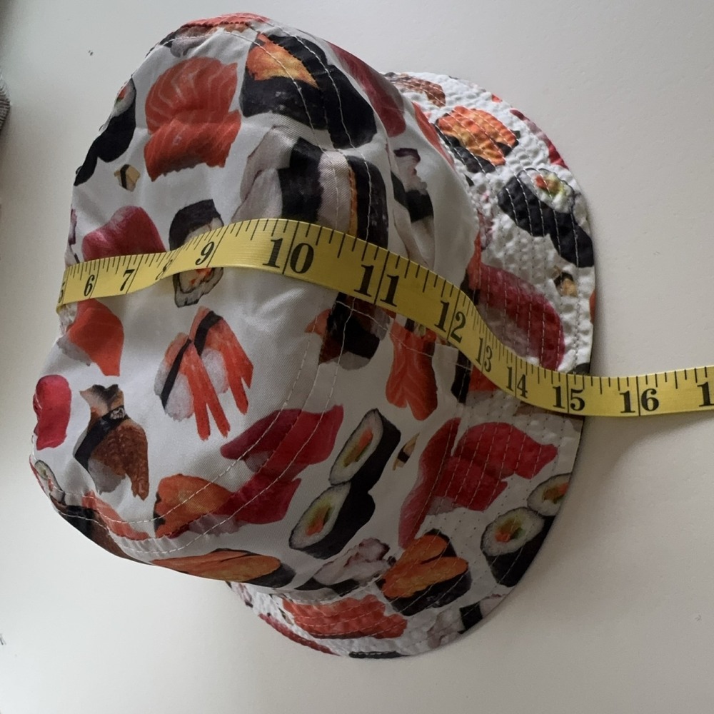 Reversible Sushi Print Bucket Hat Black Japanese Food Nigiri Maki Novelty Y2K - Picture 5 of 5